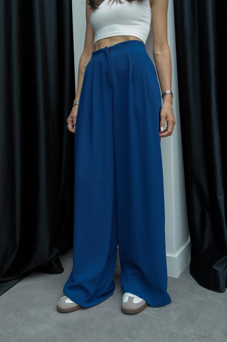 İndigo Grazia Pileli Pantolon