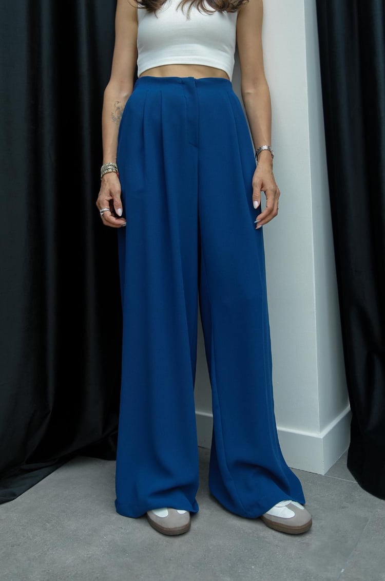 İndigo Grazia Pileli Pantolon