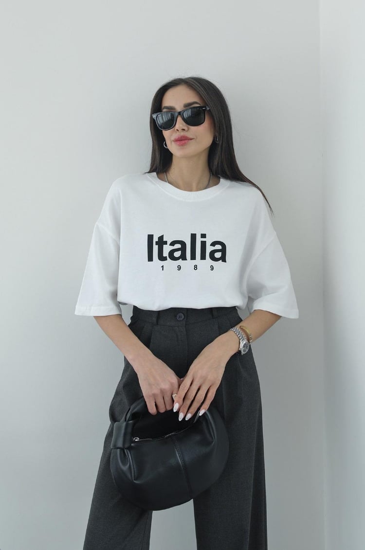 Italia Baskılı Beyaz Tişört