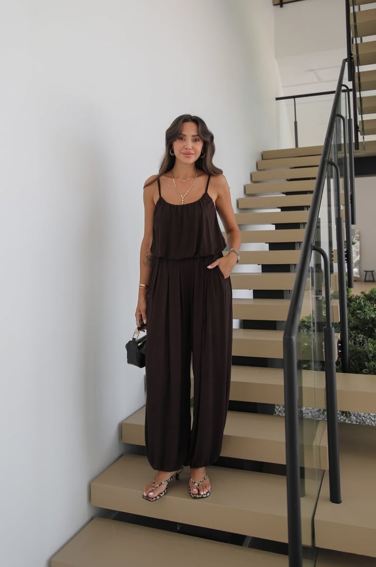 Kahve Aurora Balon Bluz Pantolon Takım 