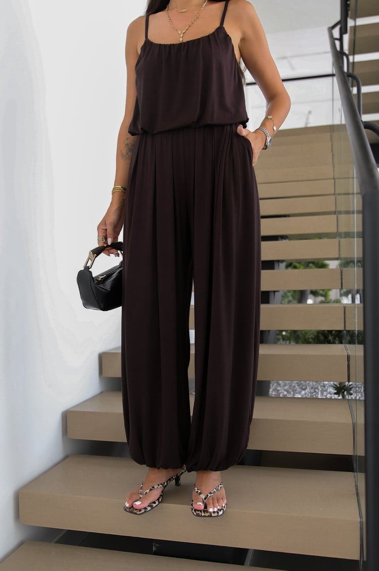 Kahve Aurora Balon Bluz Pantolon Takım 