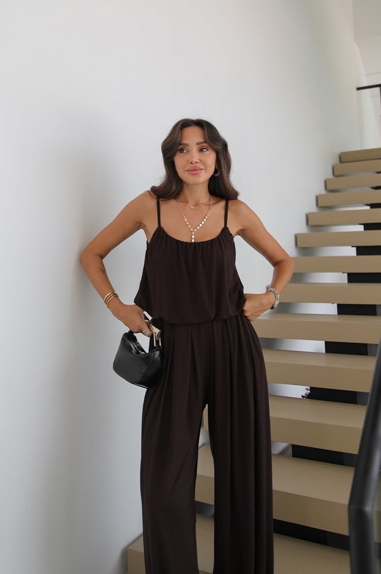 Kahve Aurora Balon Bluz Pantolon Takım 
