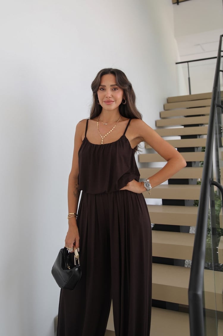 Kahve Aurora Balon Bluz Pantolon Takım 