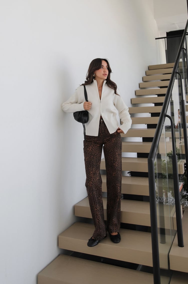 Kahve Leopar Kuzmina Straight Jean