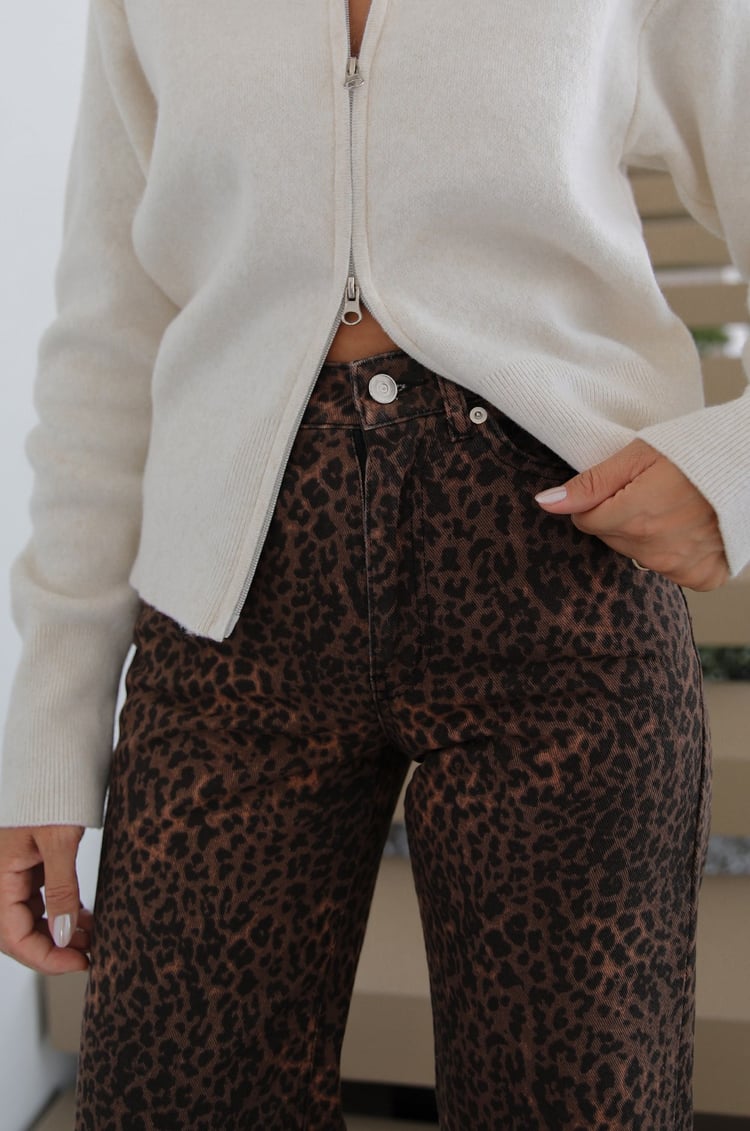 Kahve Leopar Kuzmina Straight Jean