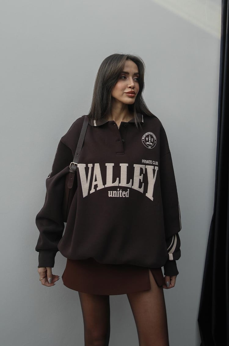 Kahve Walley Baskılı Sweatshirt