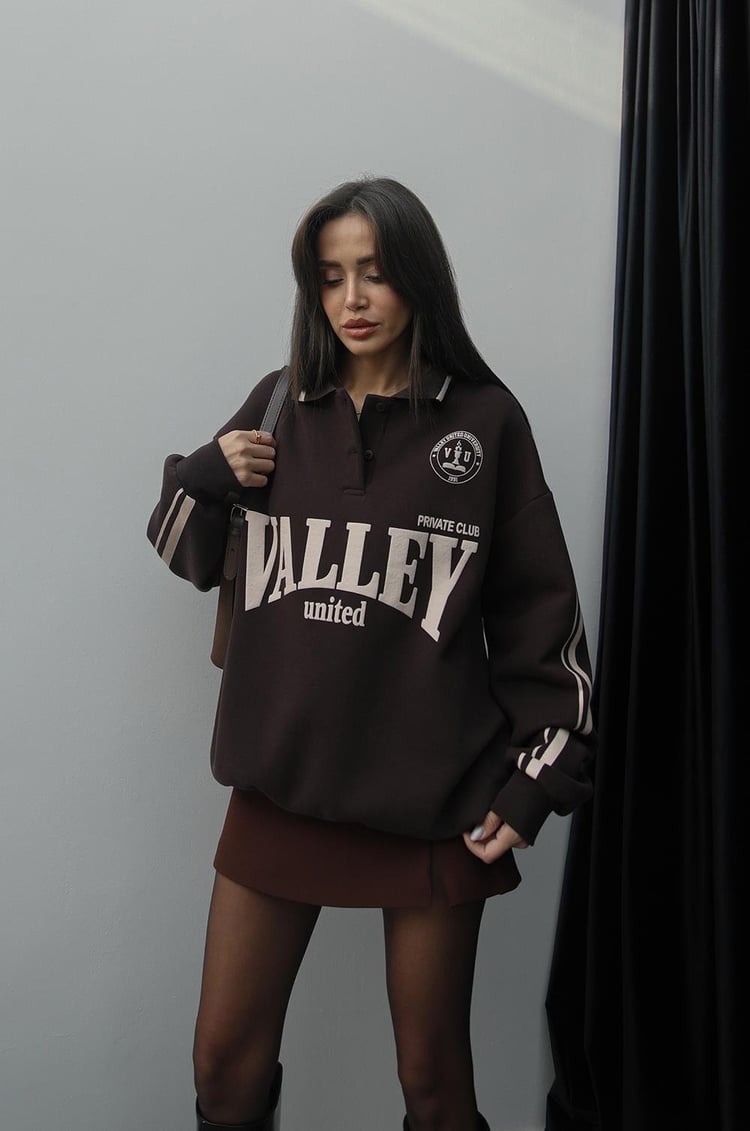 Kahve Walley Baskılı Sweatshirt