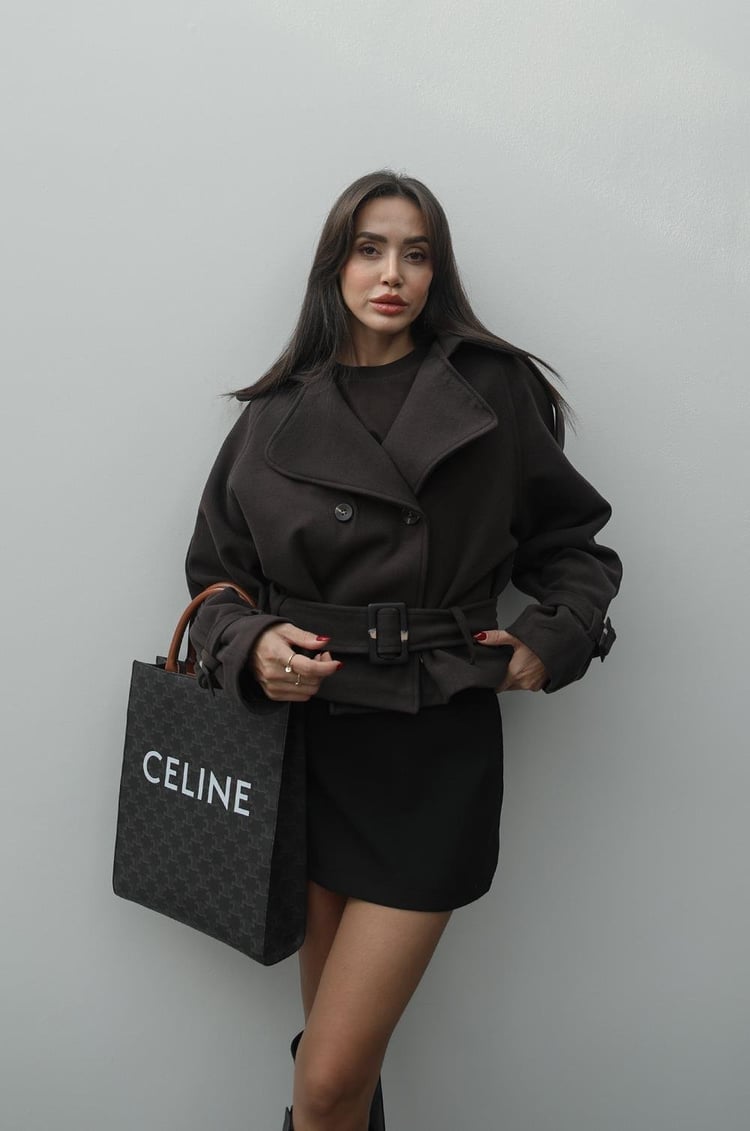 Kahverengi Altı Kemerli Kısa Kaşe Kaban