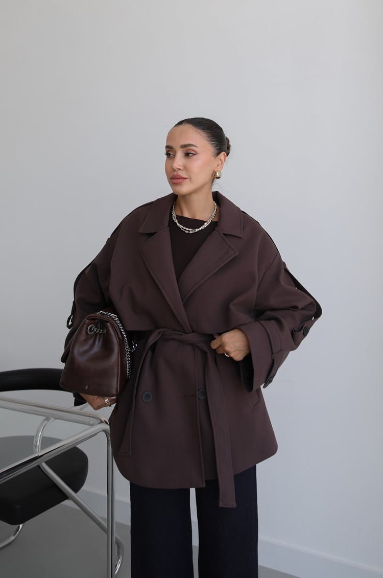 Kahverengi Alyssa Kuşaklı Trençkot