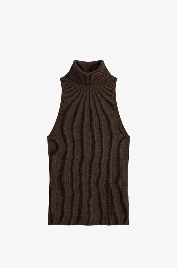 Kahverengi Boğazlı Bluz Bolero Triko Takım
