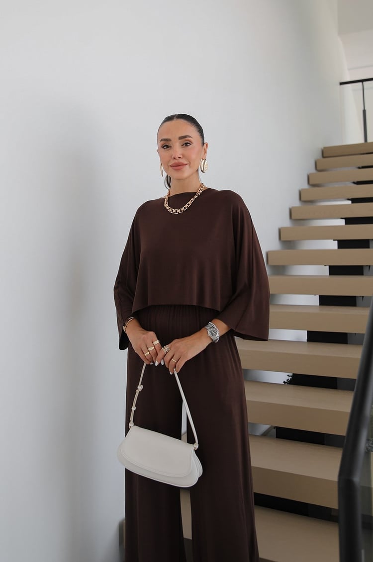 Kahverengi Cora Bluz Pantolon Takım
