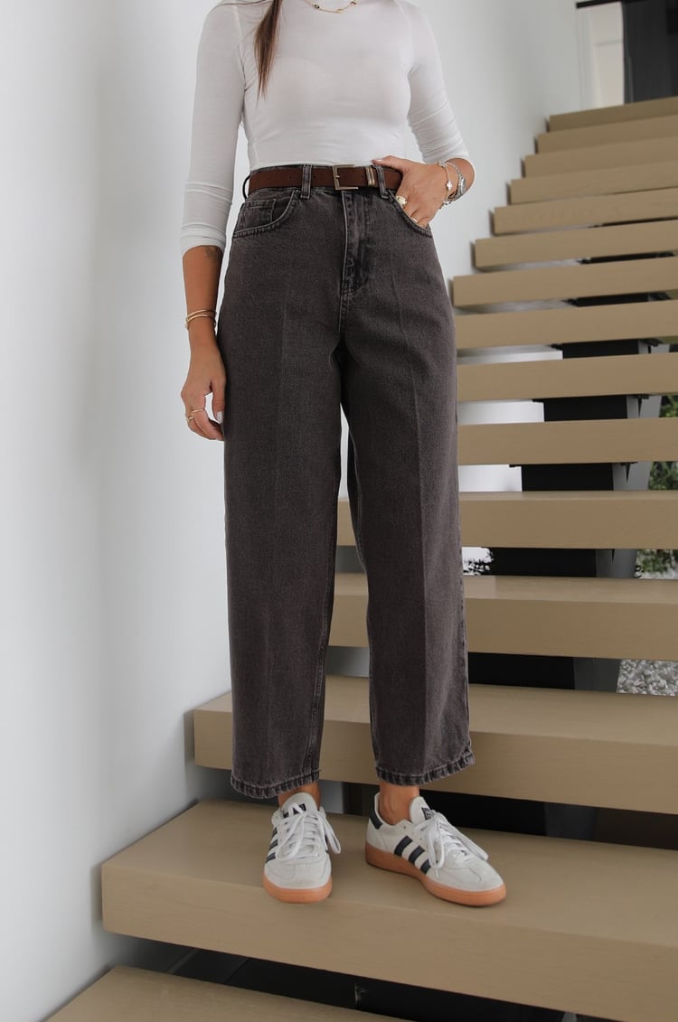 Kahverengi Kemerli Skater Jean