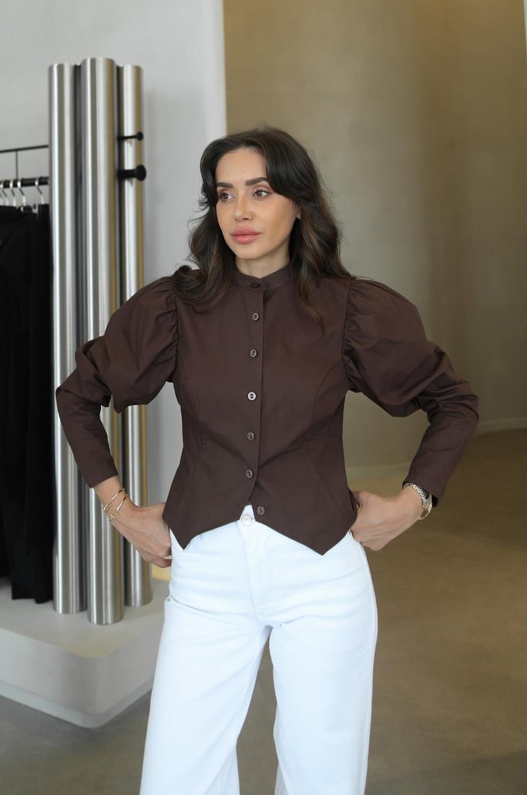 Kahverengi Lilyana Gömlek