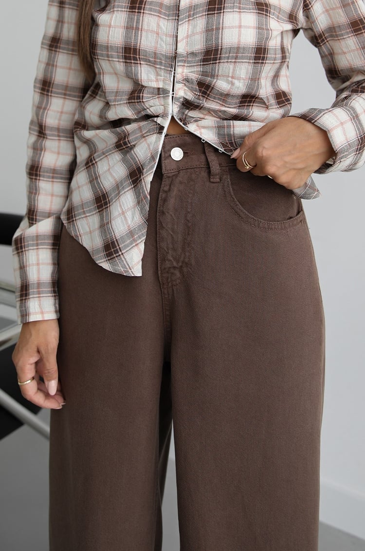 Kahverengi Lowell Wide Leg Jean
