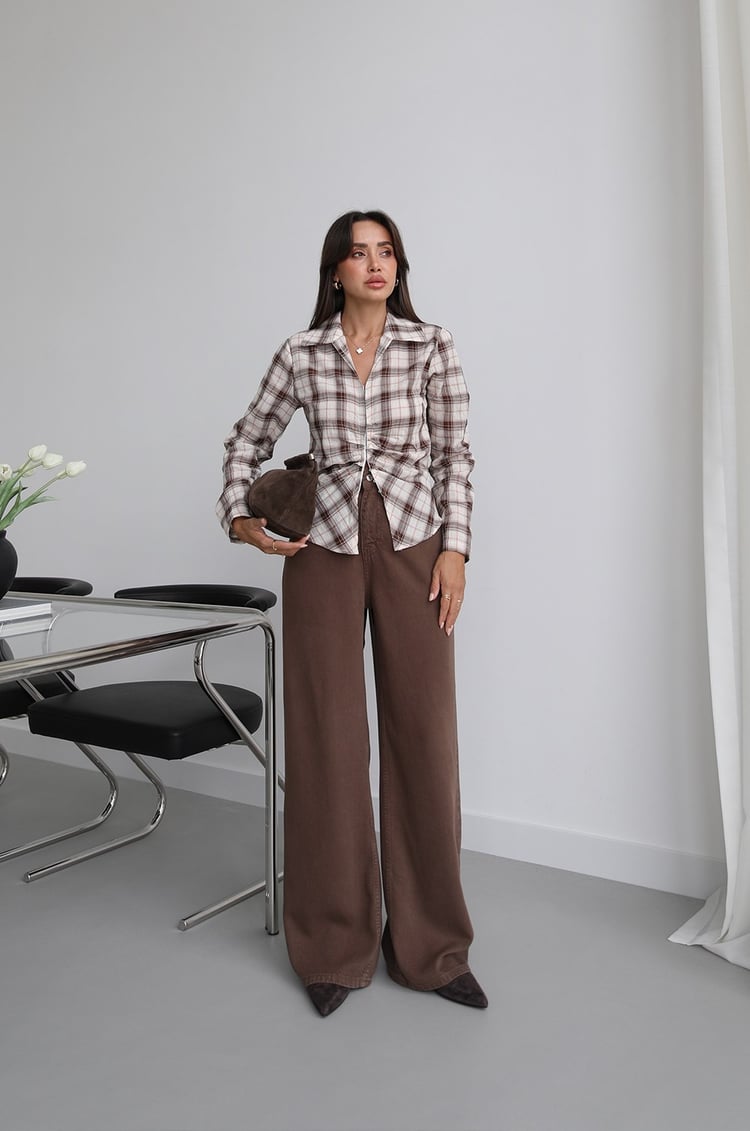 Kahverengi Lowell Wide Leg Jean