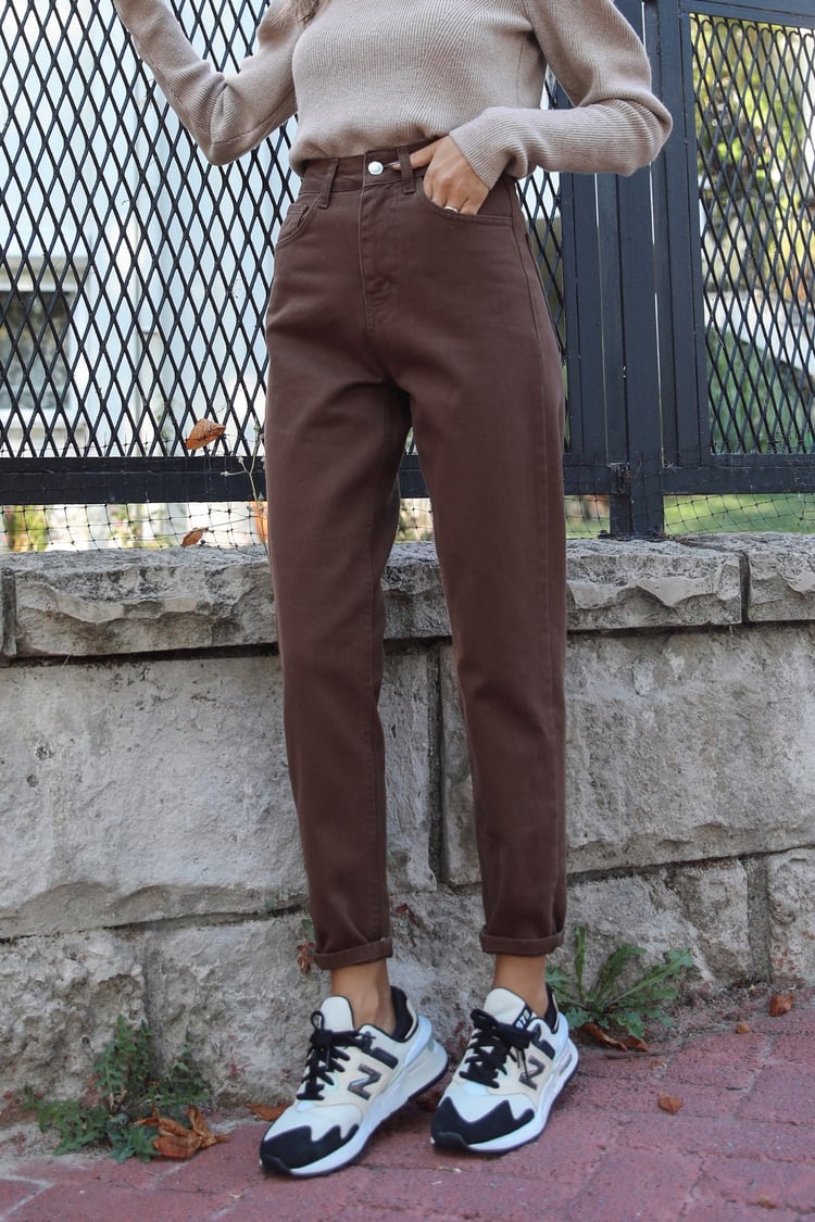 Kahverengi Mom Jean