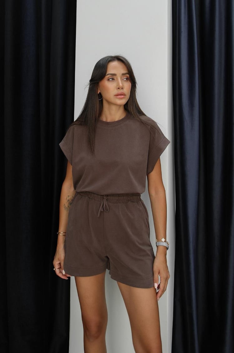 Kahverengi Patrick Bluz Şort Modal Takım