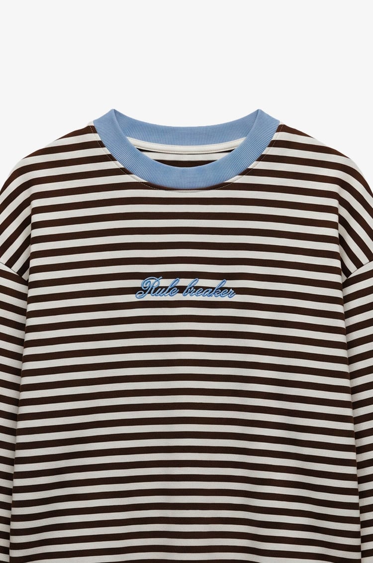 Kahverengi Rule Breaker İşlemeli Sweatshirt