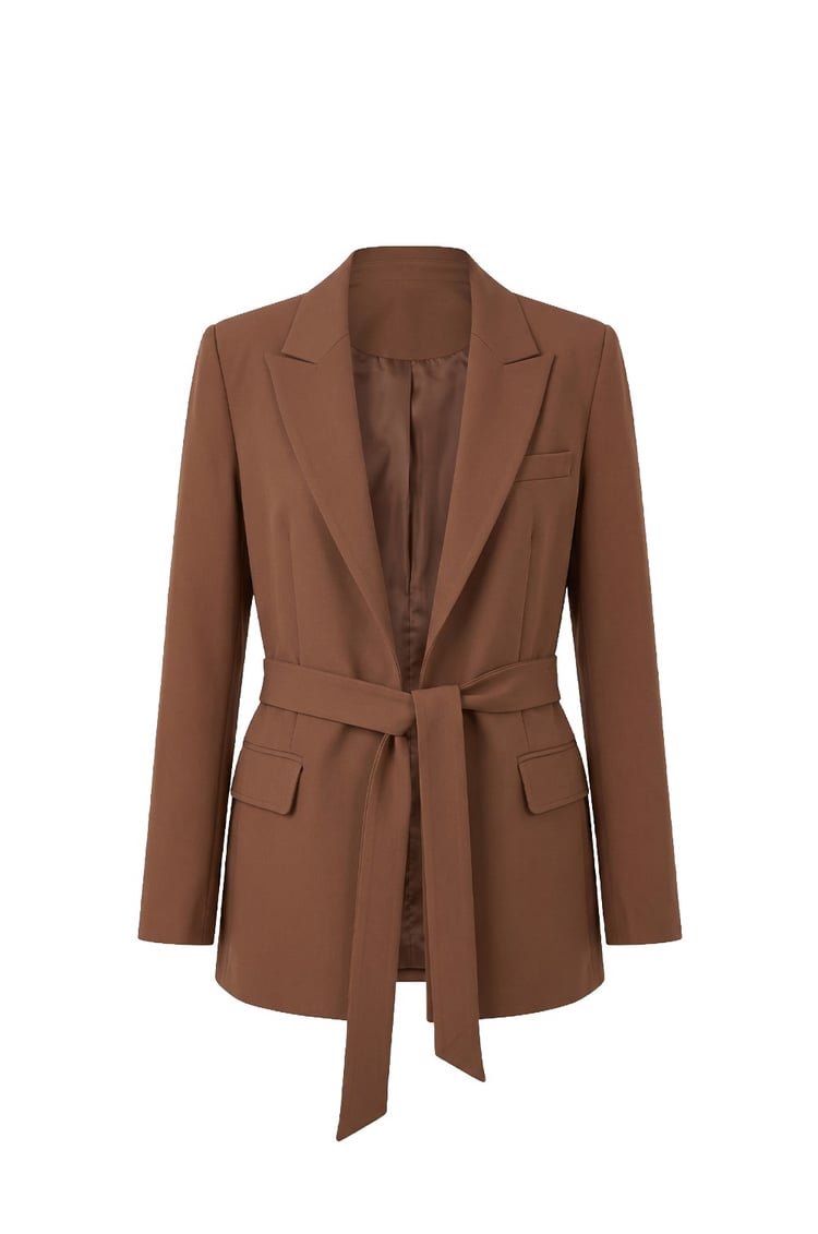 Kahverengi Sydney Kuşaklı Blazer Ceket 