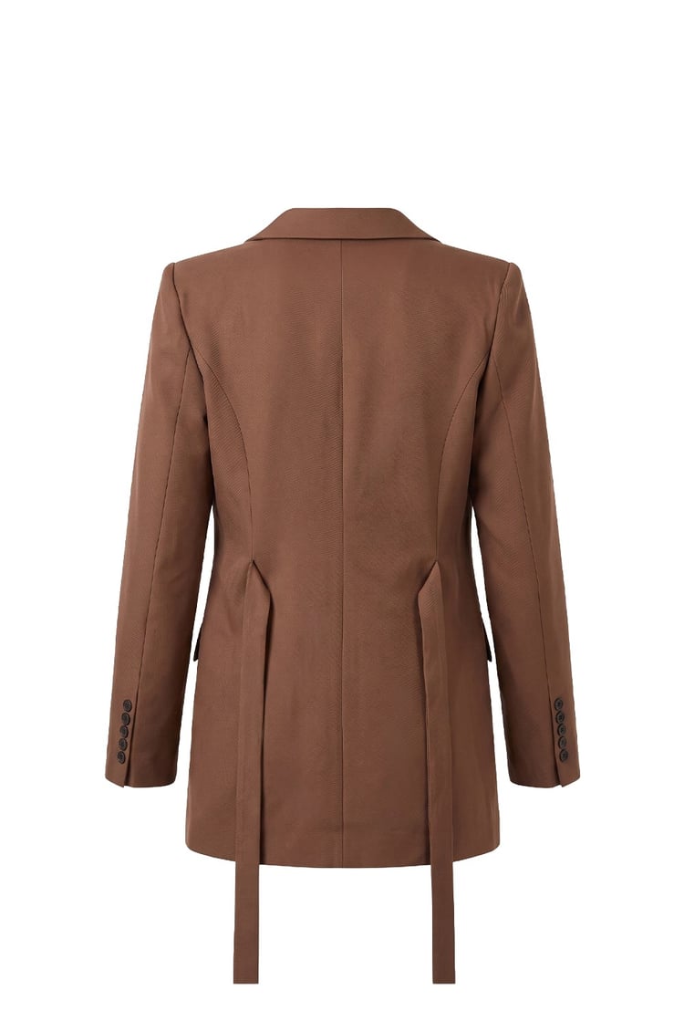 Kahverengi Sydney Kuşaklı Blazer Ceket 