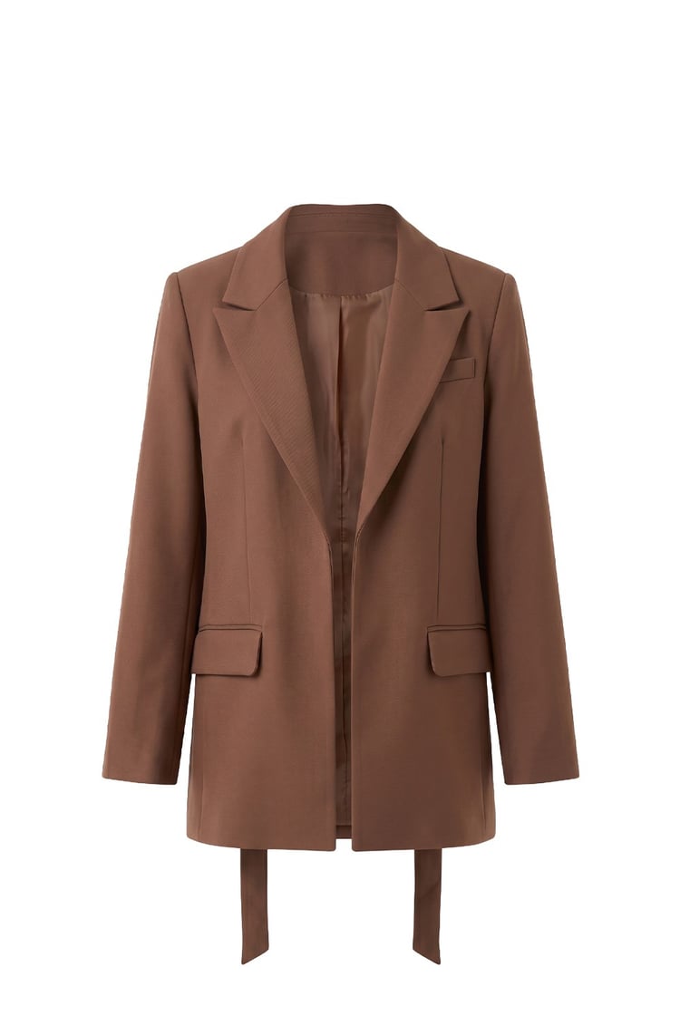 Kahverengi Sydney Kuşaklı Blazer Ceket 