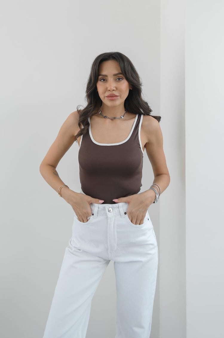 Kahverengi Ultralight Pamuklu Biyeli Atlet