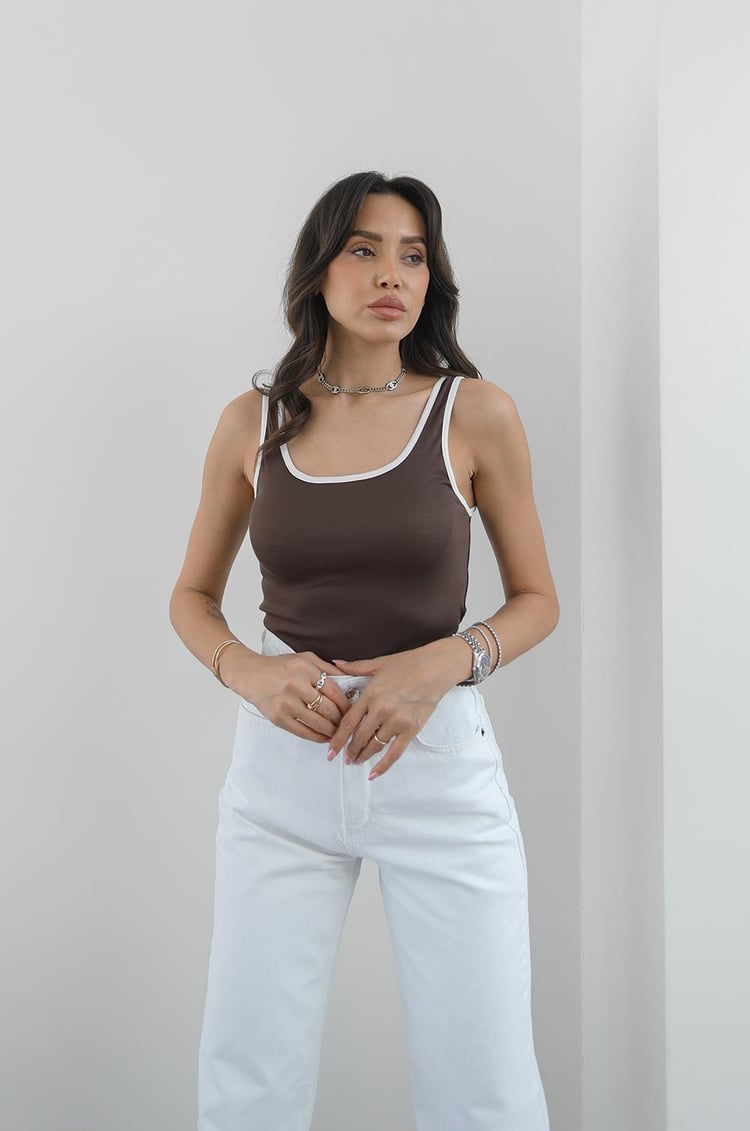 Kahverengi Ultralight Pamuklu Biyeli Atlet