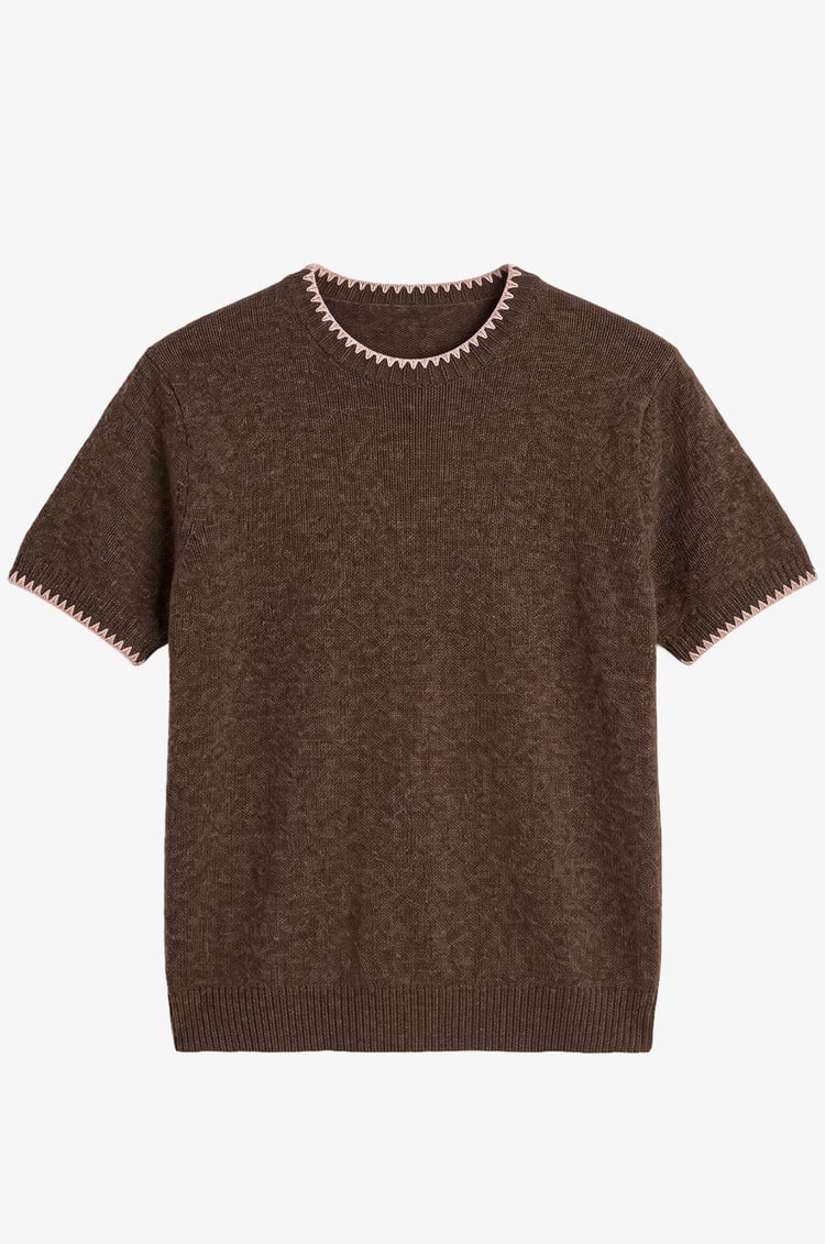 Kahverengi Zoe Kısa Kollu Kazak