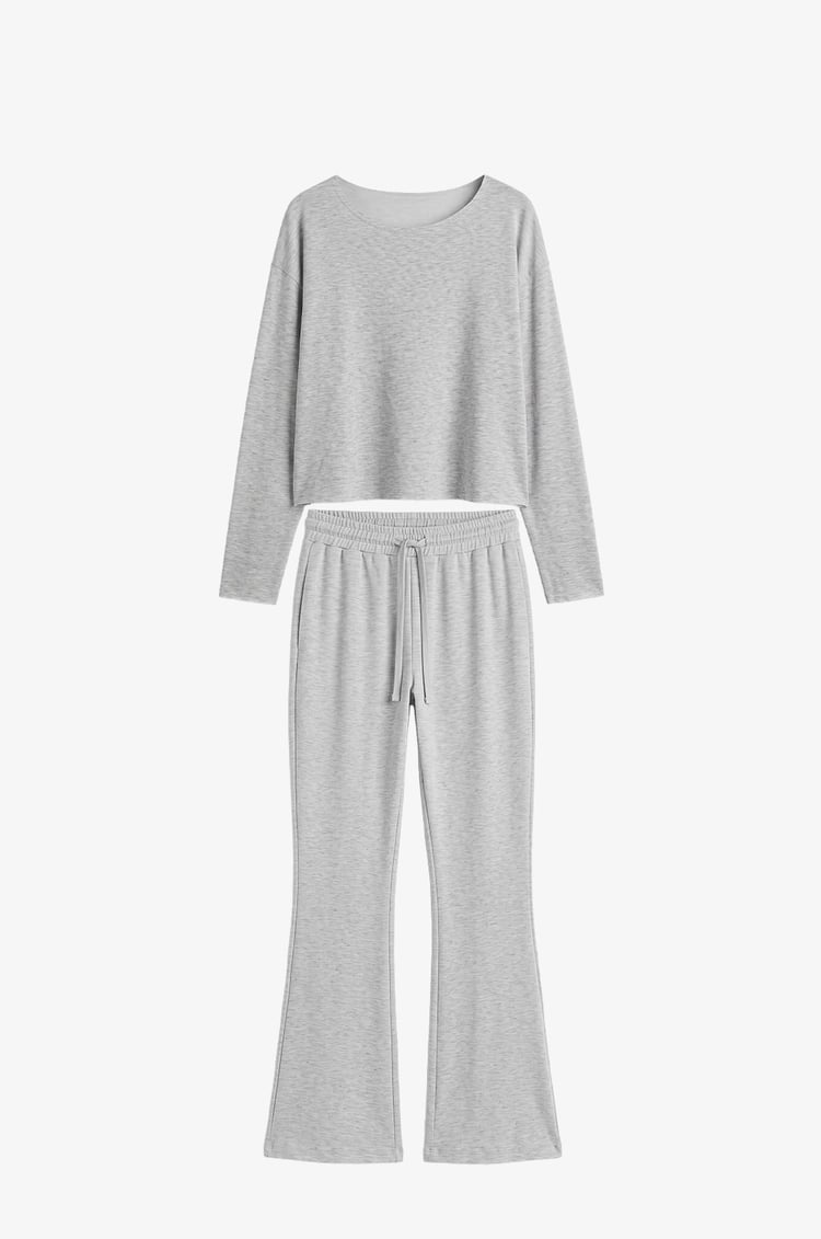Karmelanj Düşük Omuz Oversize Bluz Pantolon Takım 