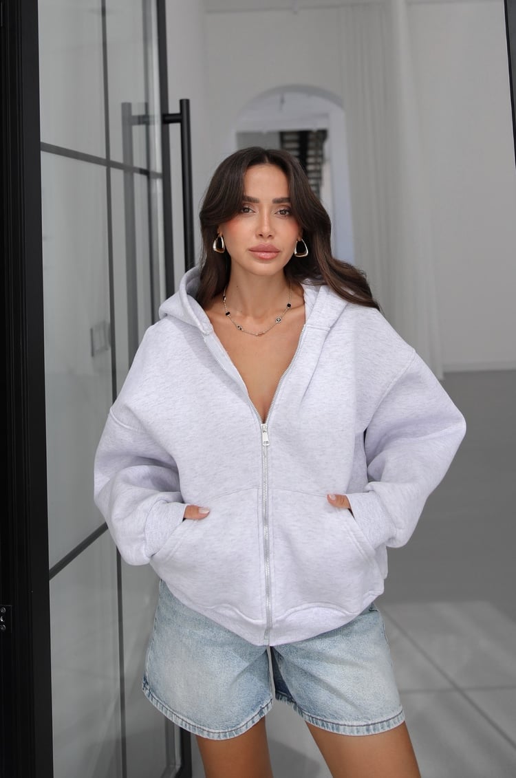 Karmelanj Fermuarlı Kapüşonlu Sweatshirt