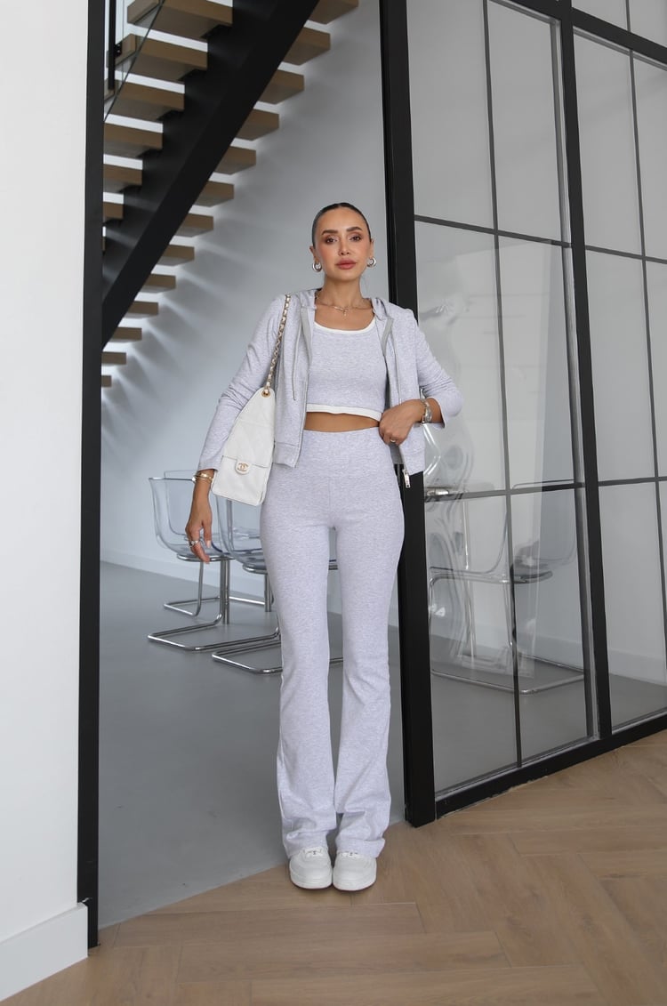 Karmelanj Kapüşonlu Sweat Crop Tayt Takım