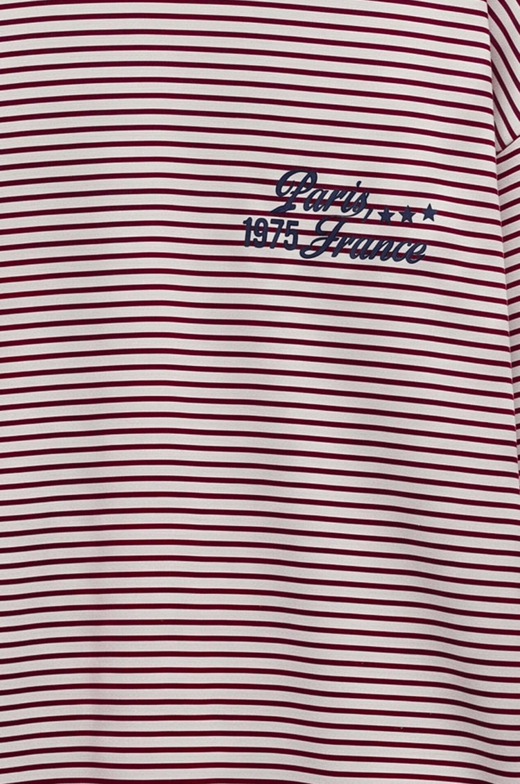 Kırmızı Çizgili Paris France Baskılı Sweatshirt