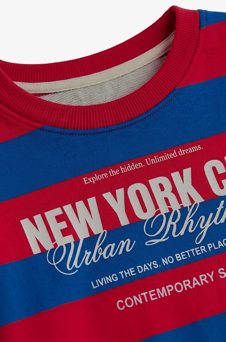 Kırmızı New York City Baskılı Sweatshirt