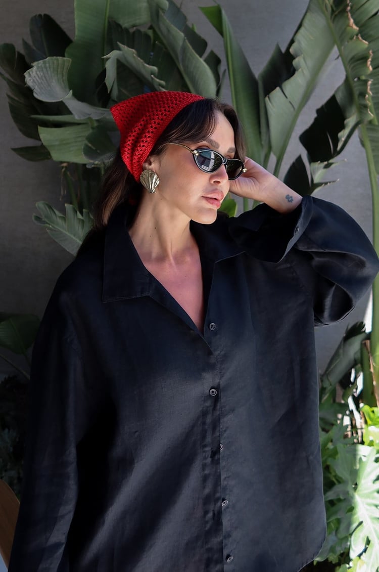 Kırmızı Örgü Bandana