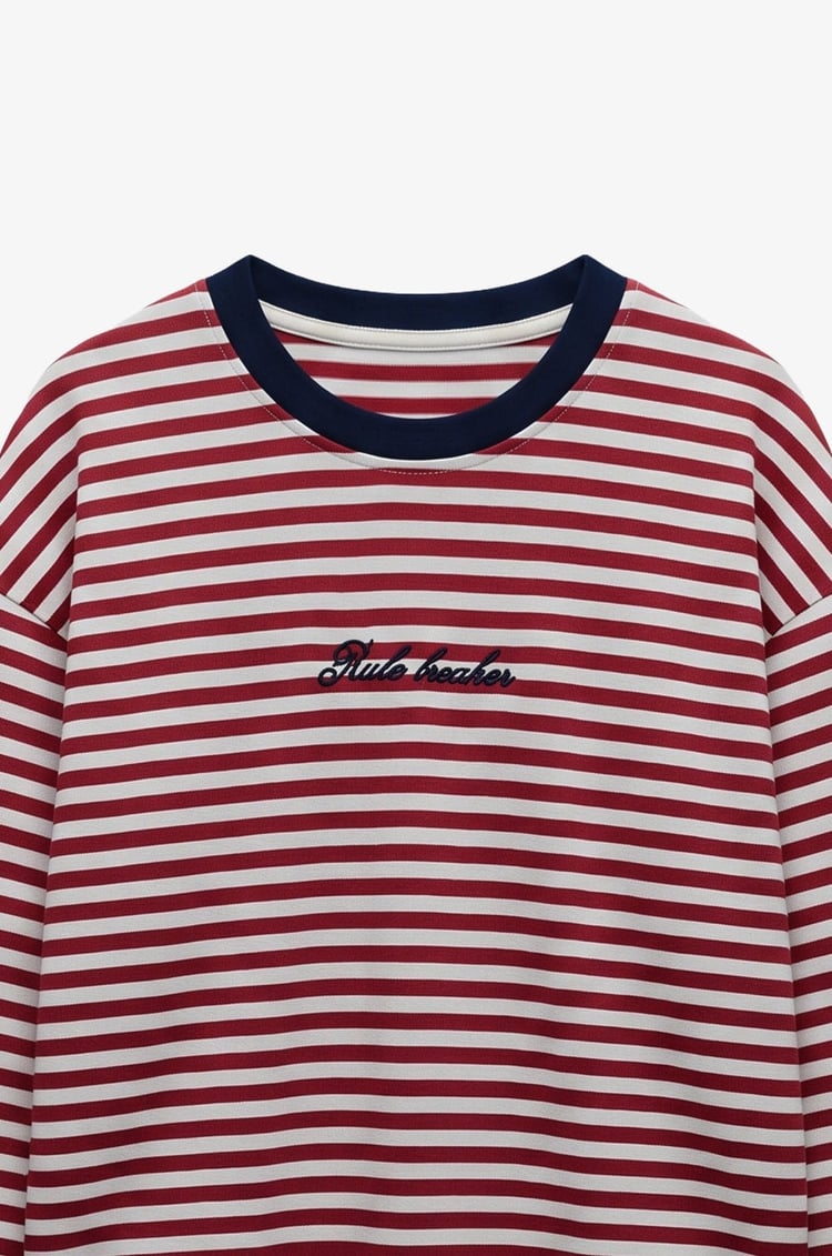 Kırmızı Rule Breaker İşlemeli Sweatshirt