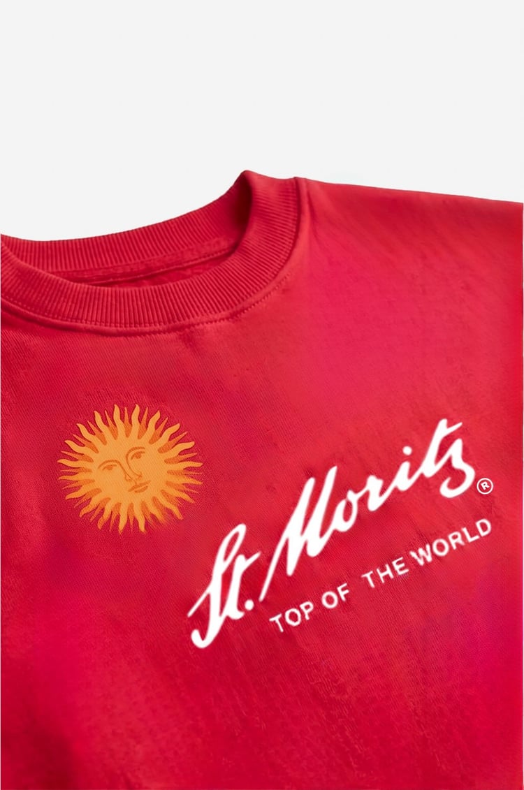 Kırmızı St Moritz Baskılı Sweatshirt