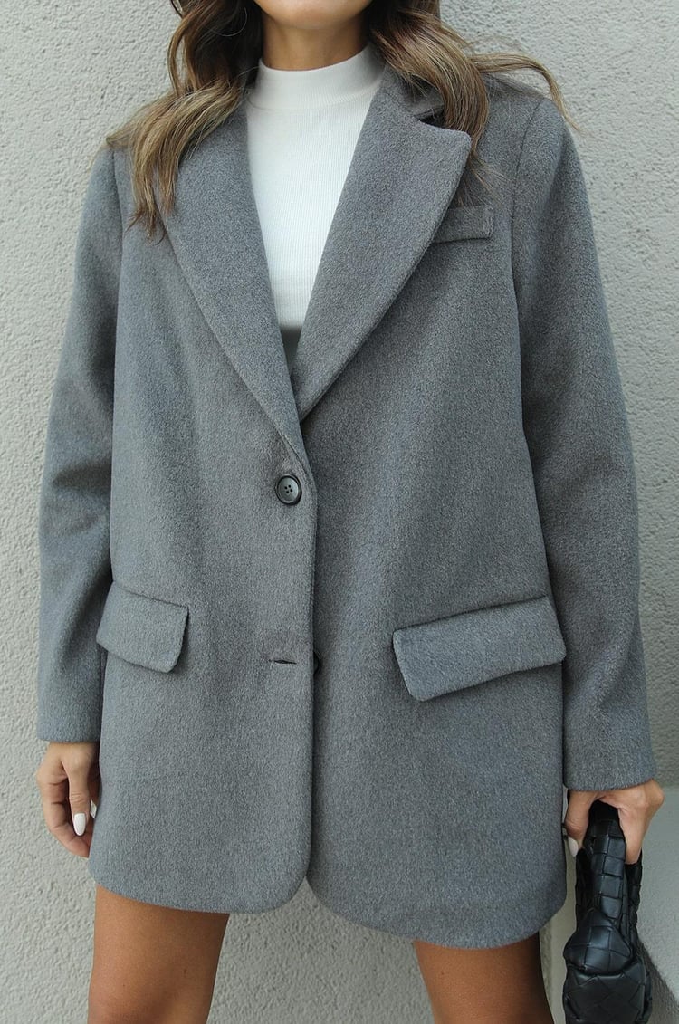 Koyu Gri Özel Dokulu Blazer Ceket