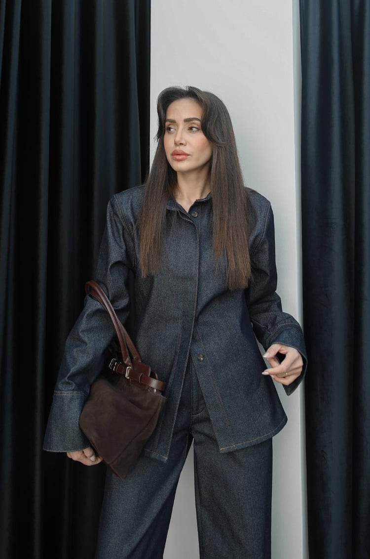 Koyu Lacivert Fit Denim Gömlek