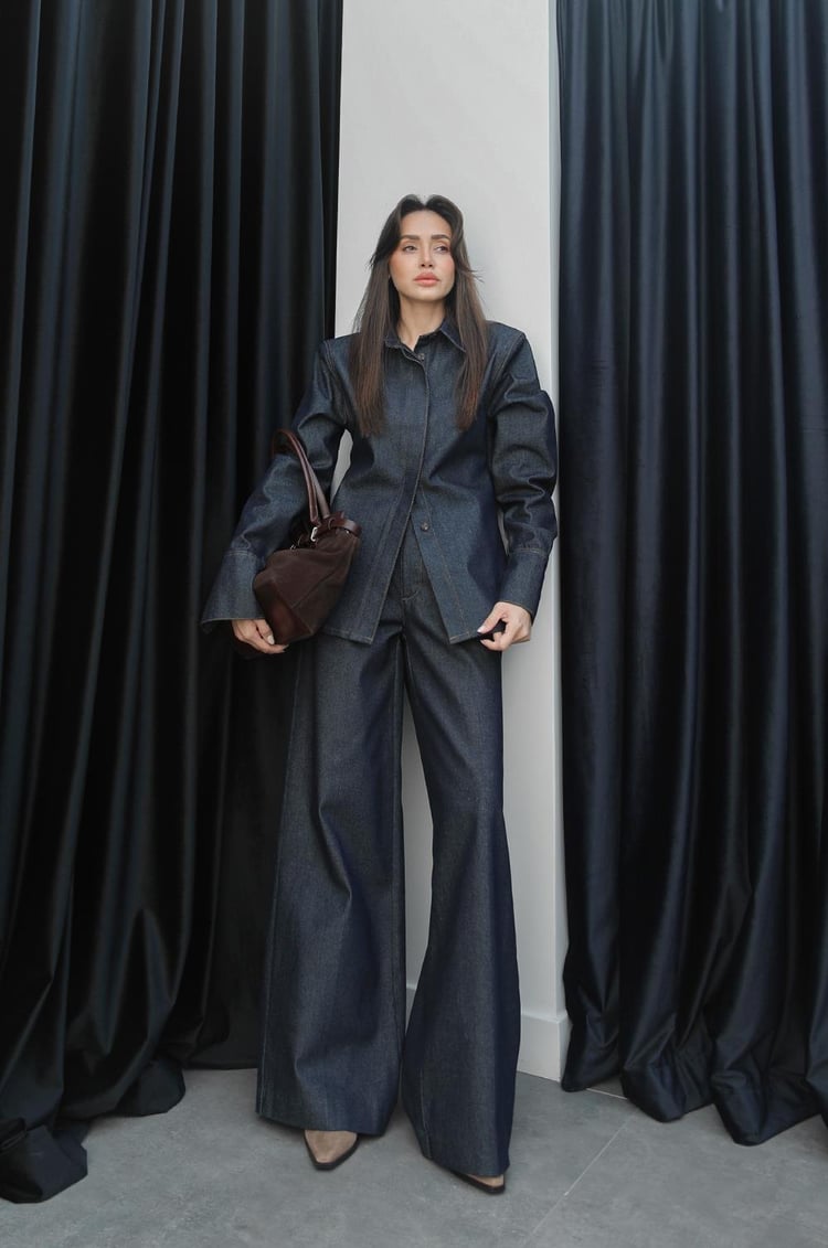 Koyu Lacivert Fit Denim Gömlek
