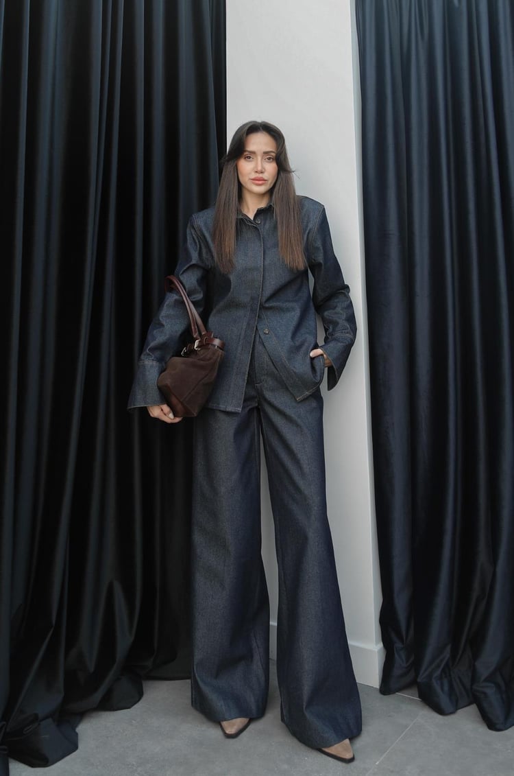 Koyu Lacivert Fit Denim Gömlek