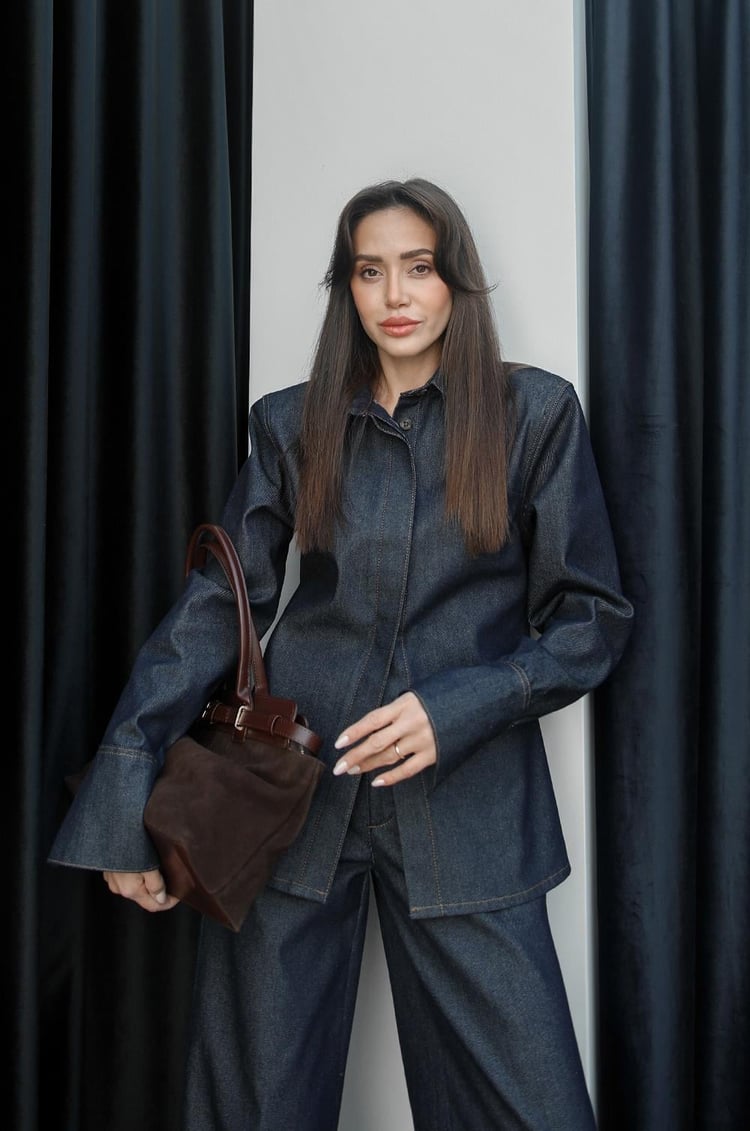 Koyu Lacivert Fit Denim Gömlek