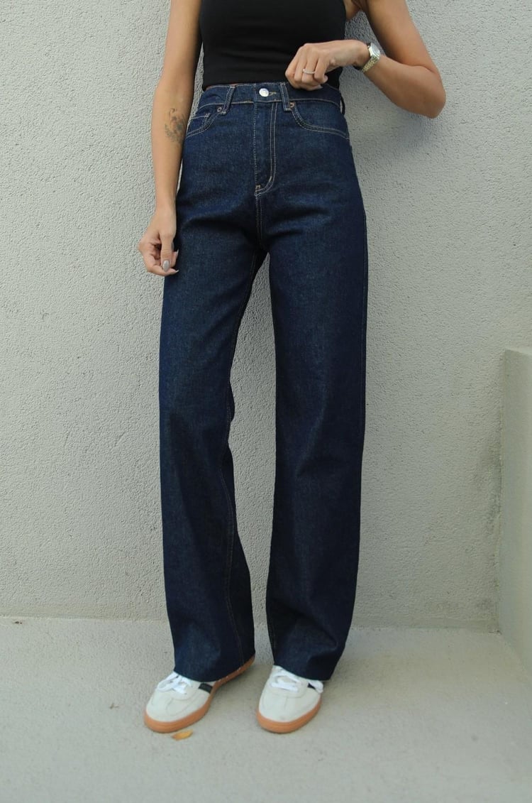 Koyu Lacivert Straight Jean
