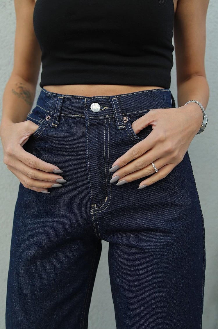 Koyu Lacivert Straight Jean