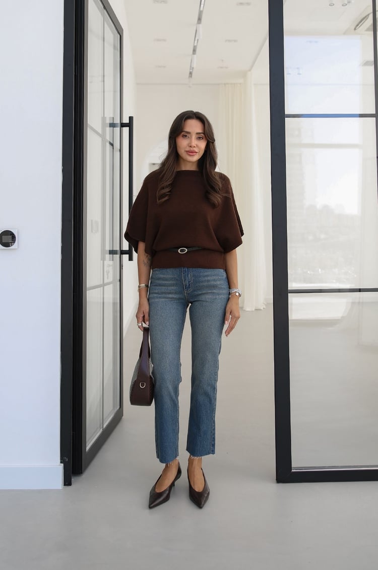 Koyu Mavi Boy Fit Kesik Paça Jean