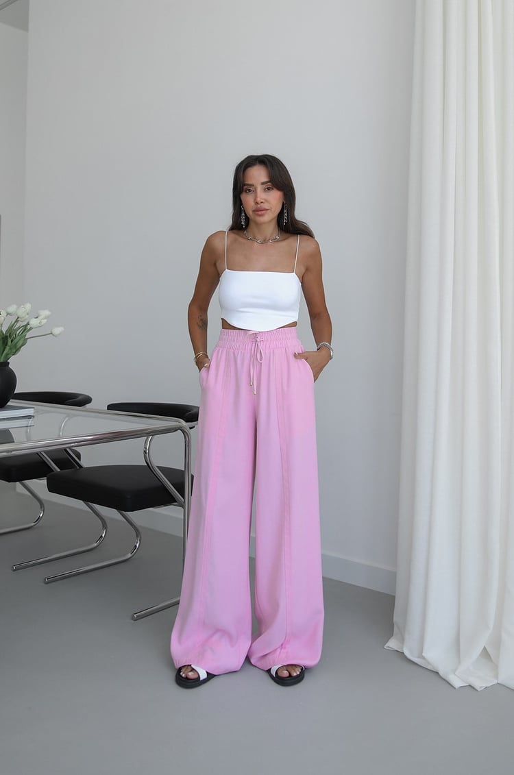 Koyu Pembe Dawn Beli Lastikli Cepli Pantolon
