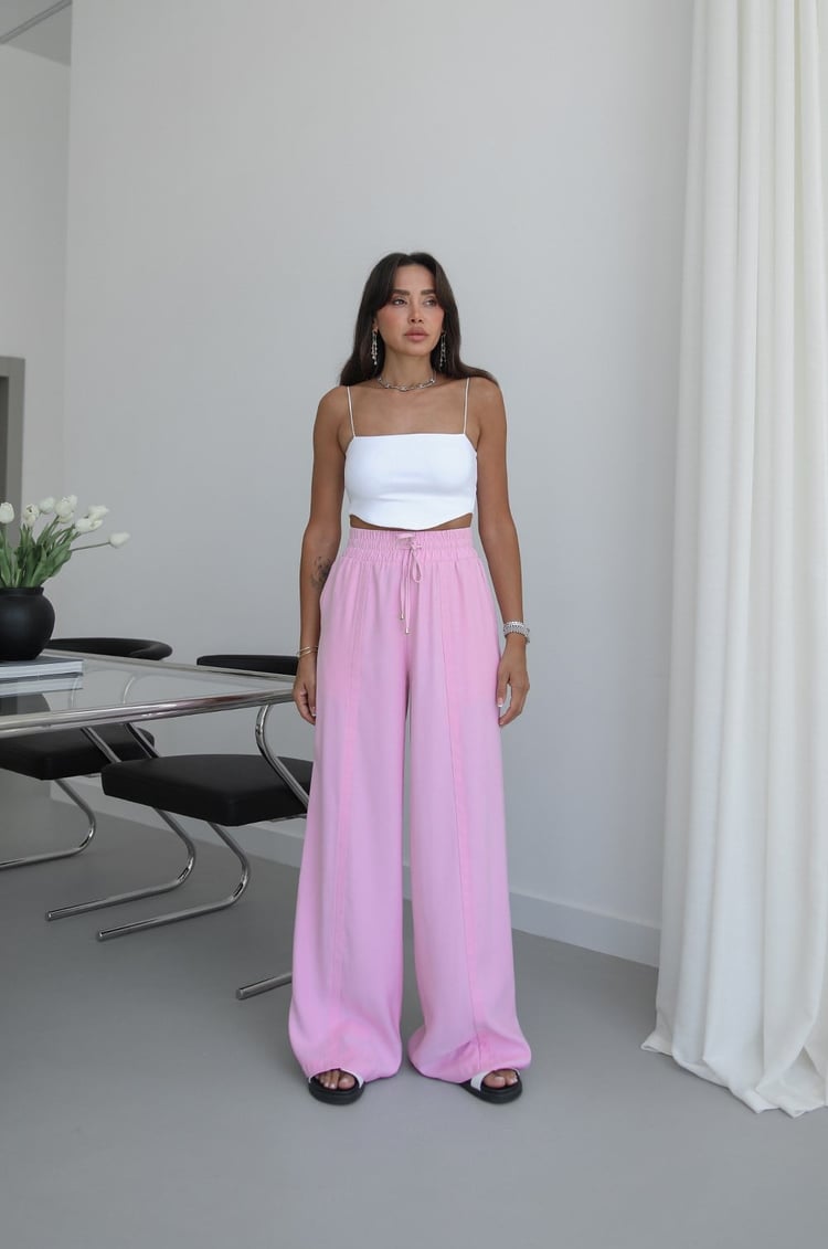 Koyu Pembe Dawn Beli Lastikli Cepli Pantolon