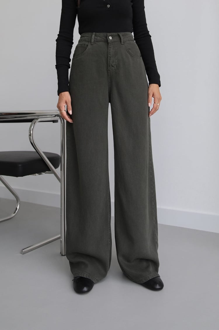 Koyu Yeşil Lowell Wide Leg Jean