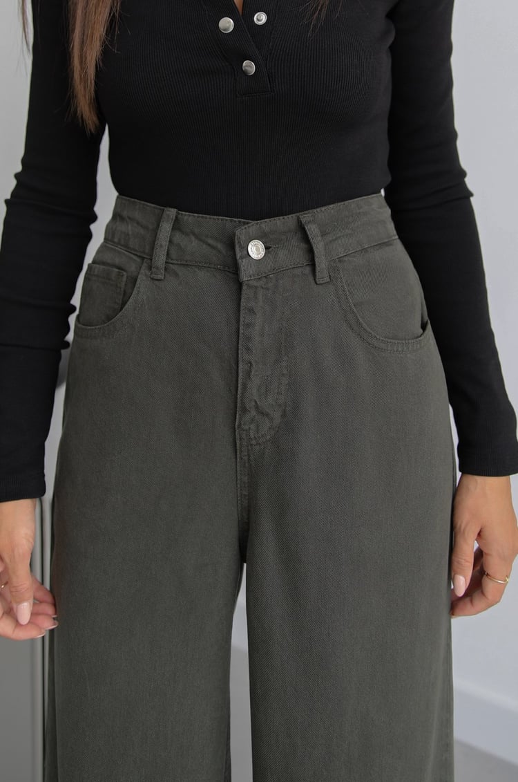 Koyu Yeşil Lowell Wide Leg Jean