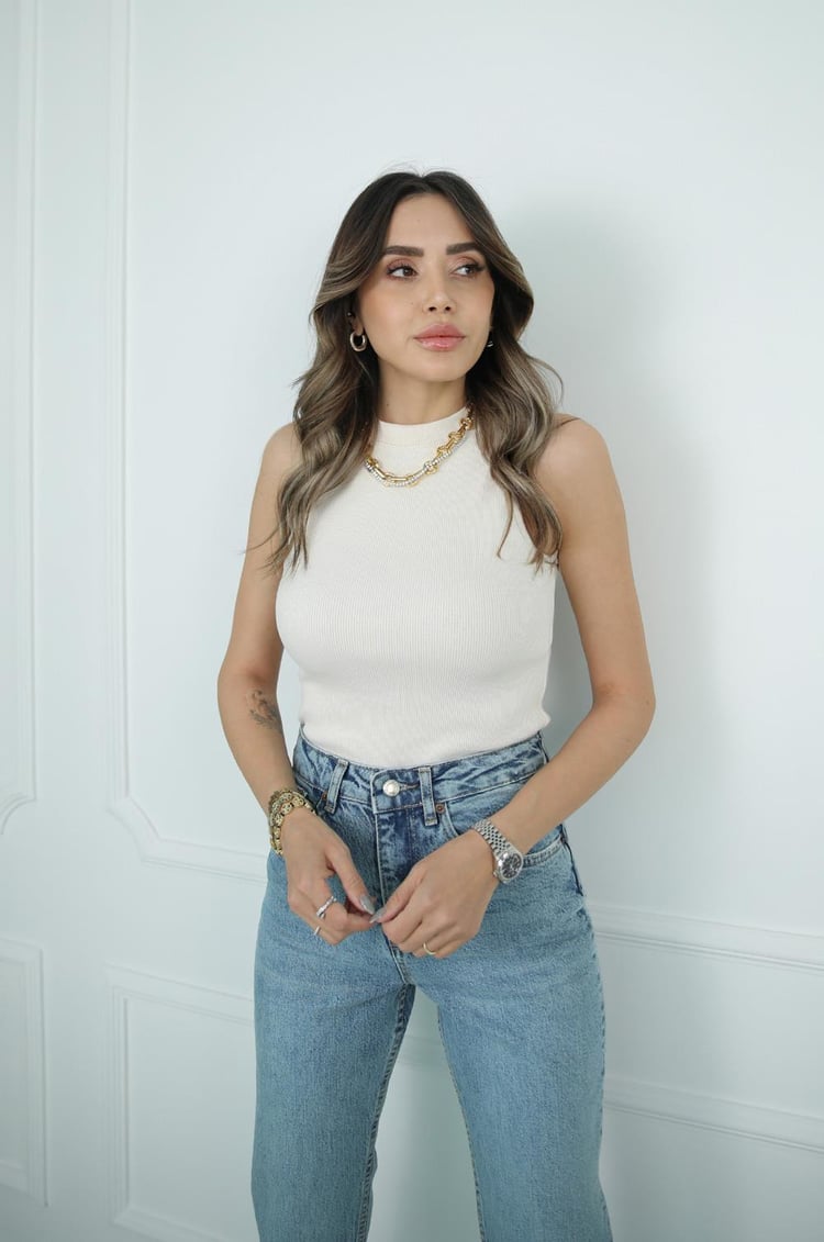 Krem Halter Yaka Fitilli Atlet