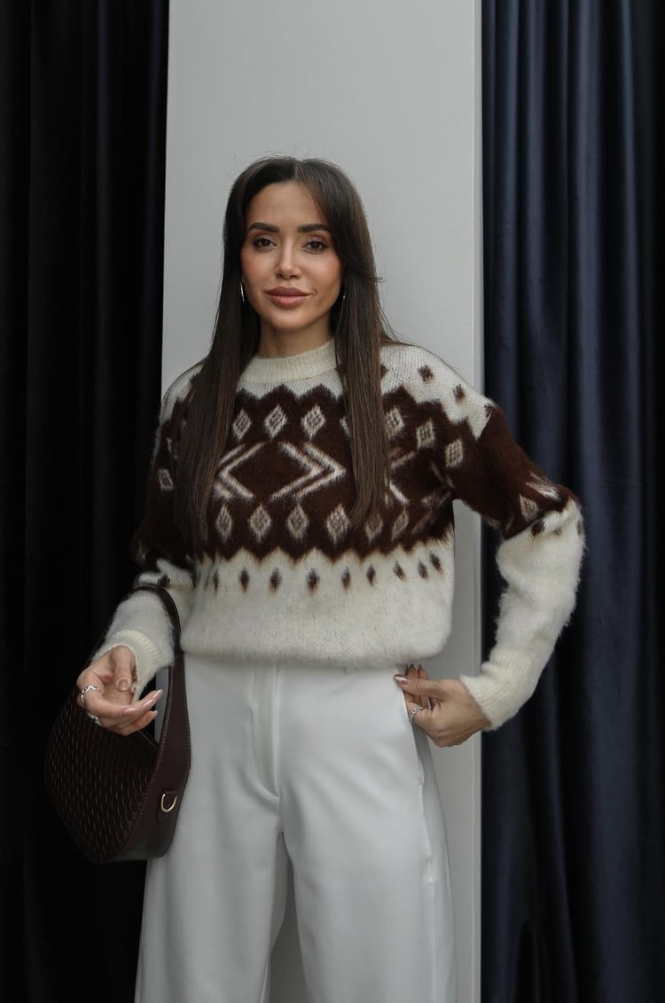Krem Nodric Desenli Kazak